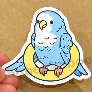 Hooping vogel schattige papegaai staande op ring sticker, vogel op een hoela-ring, matte handgemaakte laptop notebook fles stickers papegaai minnaar cadeau