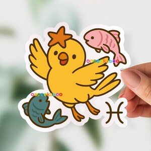 Vissen papegaai vogel sticker, schattige papegaai verjaardagscadeau, sterrenbeelden horoscoop sterrenbeelden, laptop kaart waterfles gestanste vogels stickers