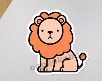 Cute lion sticker, laptop water bottle stickers water resistant matte sticker, original design handmade stickers