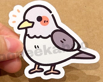 Shy pigeon sticker, bird stickers, pigeon laptop stickers, bird water bottle stickers, cute birdy, matte water resistant decorative sticker
