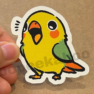 Cute singing parrot sticker, happy parrot lover gift, talking screaming parrot birdy, handmade die cut matte laptop notebook decal stickers