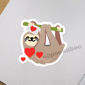 Pegatina de correo de perezoso feliz, perezoso somnoliento recibiendo correos, apreciación del cartero, pegatina mate de amor por correo, pegatina de etiqueta de dirección, animales kawaii