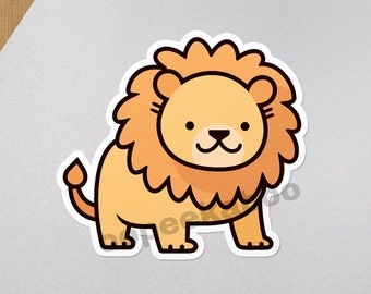 Cute lion sticker, laptop water bottle stickers water resistant matte sticker, original design handmade stickers