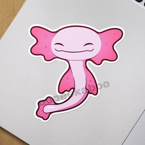 Cute Axolotl sticker, laptop water bottle stickers water resistant matte sticker, original design handmade stickers