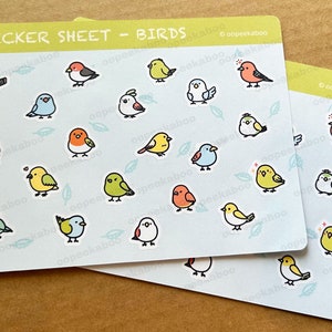 Kleine Vögel Sticker, 20 dekorative kawaii Vögel für Journaling Notizbuch Planer Vogelliebhaber Accessoire Geschenk
