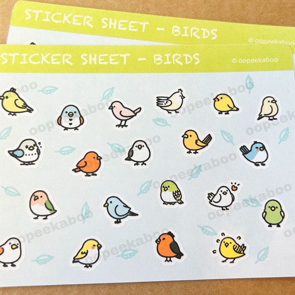 Little birds sticker sheet, cute 20 birdy art matte decorative kawaii birds for journaling notebook planner bird lover's birb accessory gift