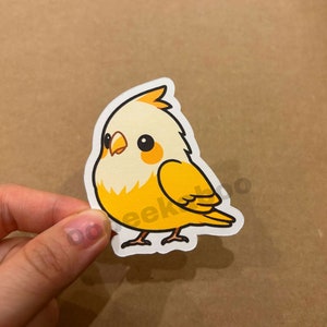 Cockatiel sticker, bird stickers, bird laptop stickers, cockatoo water bottle stickers, cute birdy, matte water resistant decorative sticker