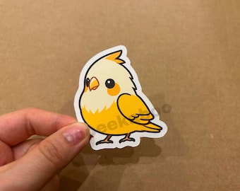 Cockatiel sticker, bird stickers, bird laptop stickers, cockatoo water bottle stickers, cute birdy, matte water resistant decorative sticker