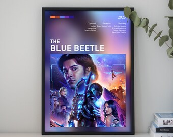 Affiche personnalisée Blue Beetle, affiches de films classiques, affiche de film de 2023, affiches de films personnalisées, affiche minimaliste, impression sur toile, décoration murale