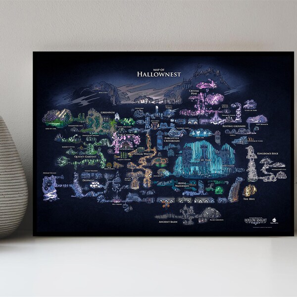 Hollow Knight Map Poster, Canvas Poster Printing, Classic Movie Wall Art for Room Decor, Great gift to give