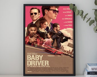 Baby Driver Movie poster, Canvas Poster Printing, Classic Movie Wall Art for Room Decor, Great gift to give