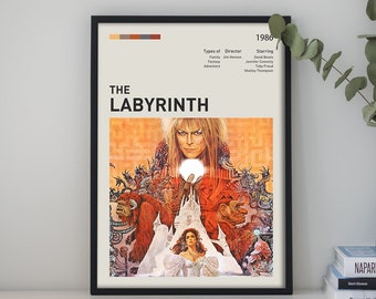 Labyrinthe, affiches de film personnalisées, affiches de films personnalisées, affiches de films classiques, affiche minimaliste, film rétro, affiches d'art, décoration murale