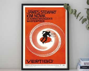 Affiche du film Vertigo d'Alfred Hitchcock, impression d'affiche sur toile, oeuvre d'art murale de film classique pour décoration de chambre, excellent cadeau à offrir