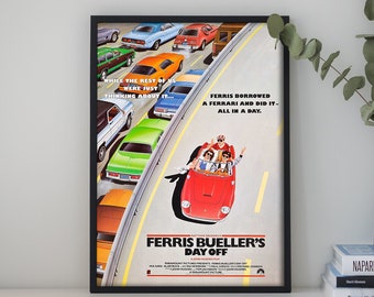 Impression d'affiche de film La fête de Ferris Bueller, décoration de chambre, oeuvre d'art de film, cadeaux pour lui/elle, impression de film, impression d'art