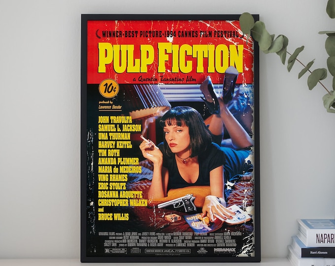 Pulp Fiction Movie poster, Canvas Poster Printing, Classic Movie Wall Art for Room Decor, Great gift to give