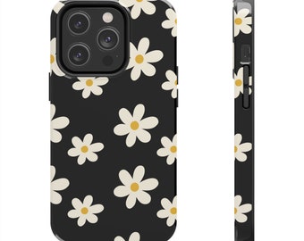 Daisy Black and White iPhone 12-14 Tough Phone Cases