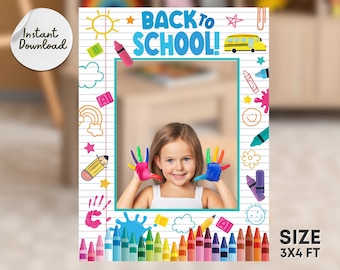 back to school photo booth, back to school custom text, back to school selfie frame, photo booth digital file, selfie frame Template digital