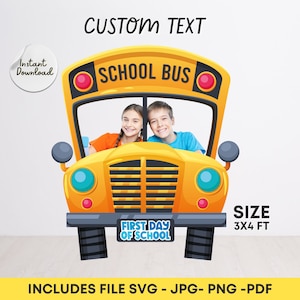 Eerste schooldag selfie frame, terug naar de school fotocabine, schoolbus gele fotoprop, terug naar de school aangepaste tekst, Selfie Frame