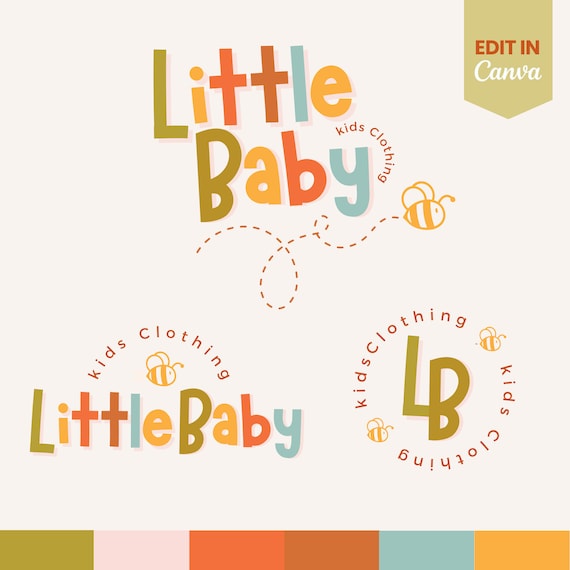 Kids Logo, Logo kids creative template, Bee logo Template,, Kids clothing logo template, Kids Boutique Logo, Fun Kids Logo, Baby Logo