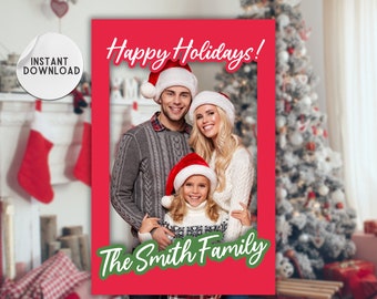 Happy Holidays photo booth, Custom family name Christmas, Custom Family photo booth, christmas selfie frame, Christmas Photo Prop Frame