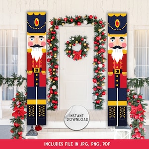 Nutcracker Christmas Decorations Banner, Merry Christmas Party Decor, Hanging Banner for Outdoor/Indoor Home Front Door, christmas banner
