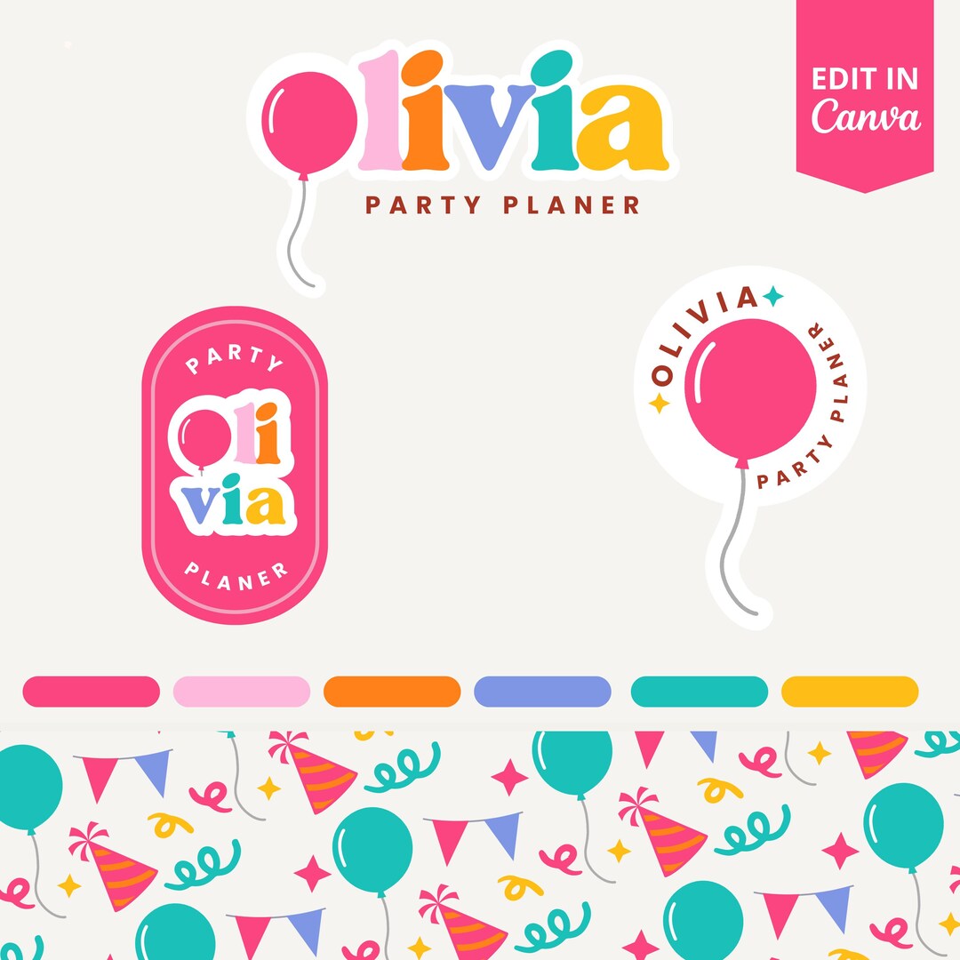 Colorful Party Planner Logo Template, Playful Event Logo Design ...