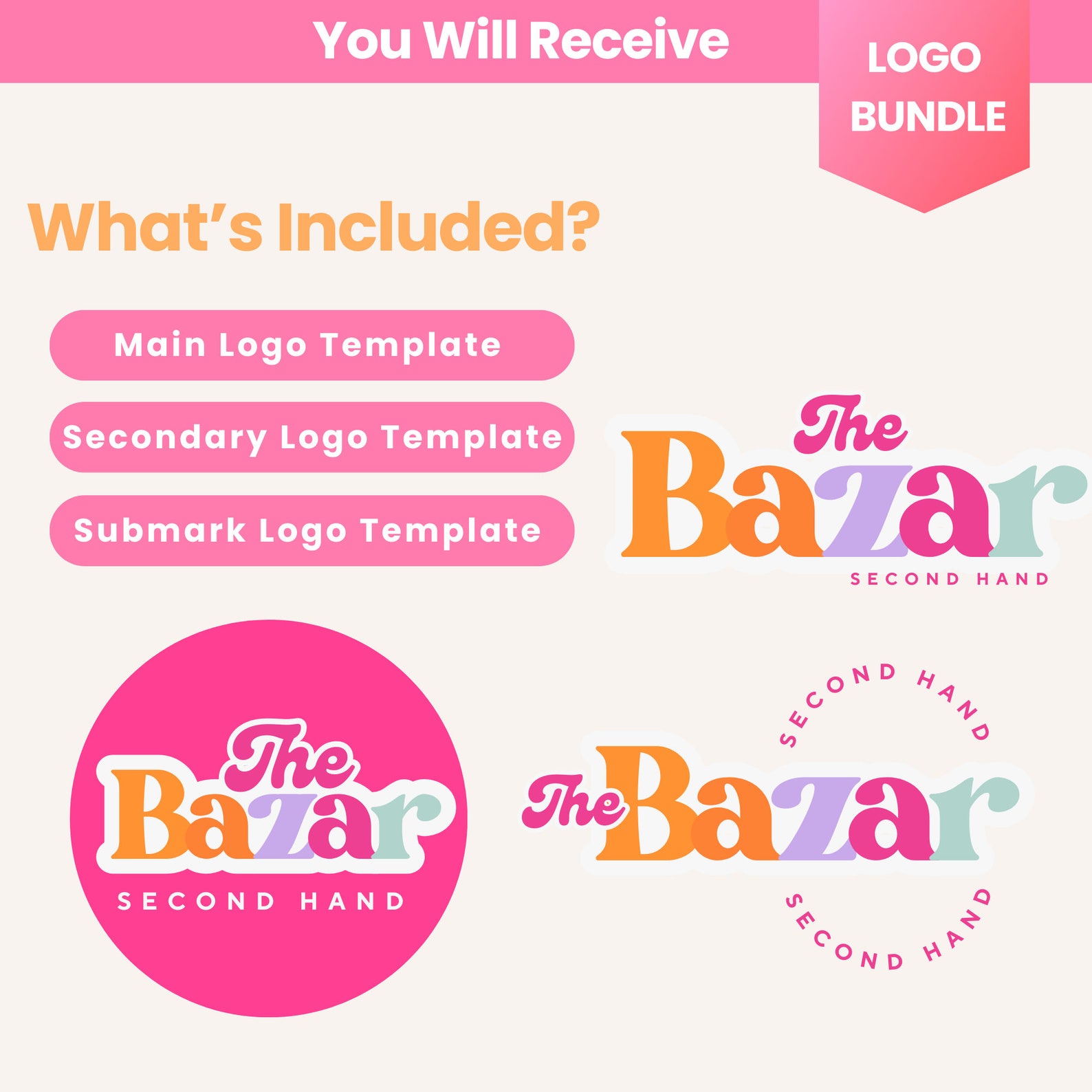customize 12,310+ pink logo templates online - canva... Colorful Logo Canva Template, Clothing Logo, Pink Logo Template, Fun ...