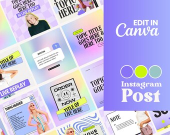 Modern Purple Gradient Instagram Post Template, Colorful & Trendy Social Media Posts, Canva Design, Retro Vibes, Colorful Instagram Template