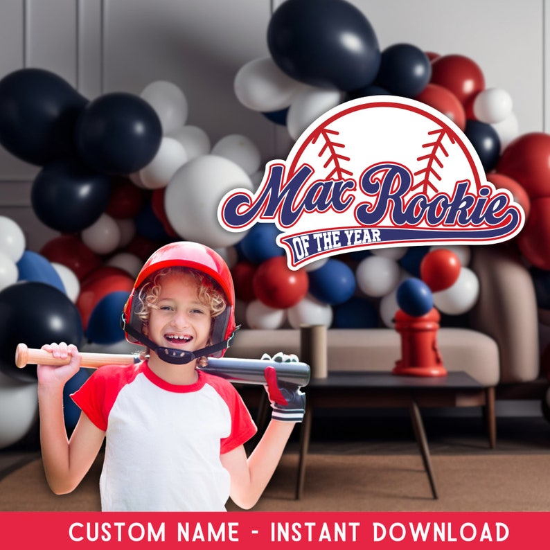 Rookie of the Year Birthday Sign, Custom Name, Baseball Custom Name ...
