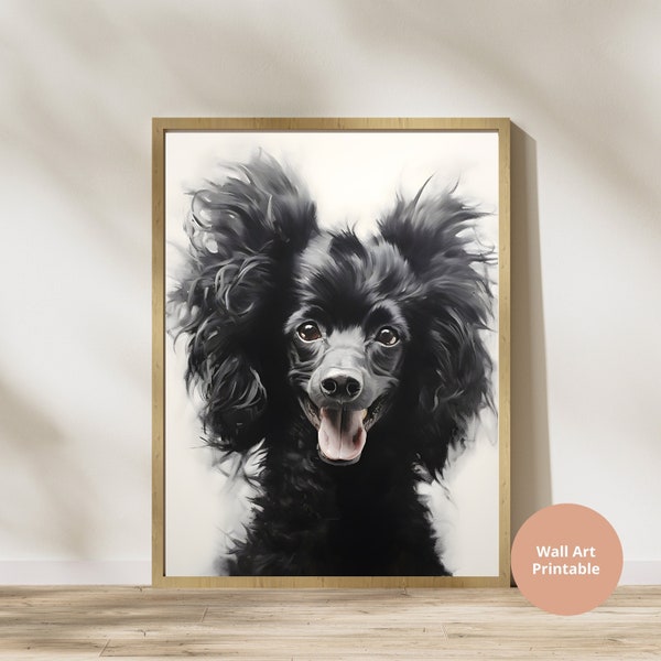 Digital Wall Art Print Poodle Wall Decor Dog Oil Painting Printable Art Living Room Nursery Decor Animal Pet Drawing Download Fun