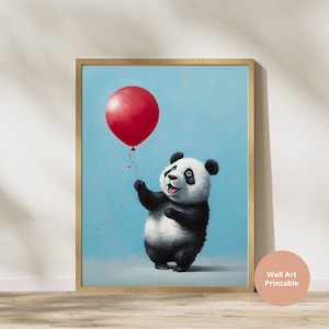 Digital Wall Art Print Download Panda Bear Wall Decor Painting Wildlife Oil Printable Art Living Room Nursery Decor Animal Portrait Drawing