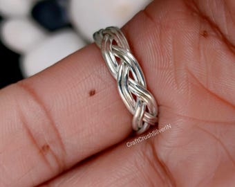 Sterling Silver Double Braid Ring: Handmade Braided Band