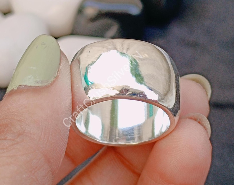 Sterling Silver Wide Band Ring: Boho Chunky Handmade Ring - Etsy