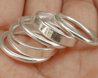 Sterling Silver Stacking Ring Set: Minimalist Midi Rings, Women's Jewelry