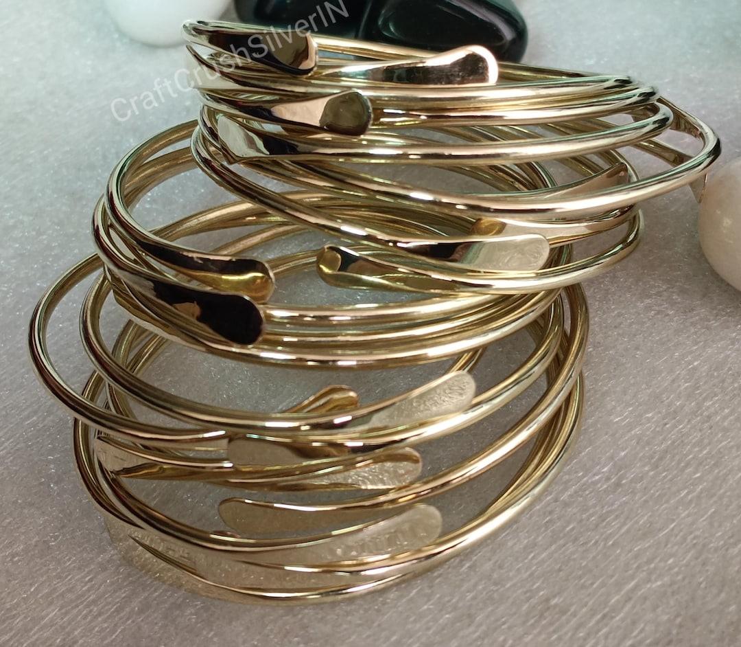Adjustable Solid Brass Bangle Set: Handmade Stacking Bangles - Etsy