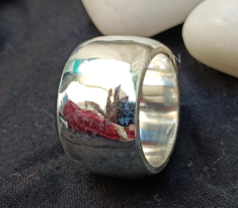 Sterling Silver Wide Band Ring: Boho Chunky Handmade Ring - Etsy