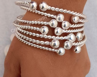 Bracelets antillais épais en argent sterling - Lot de 7