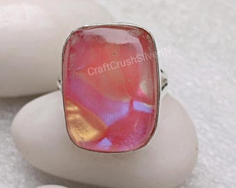 Aurora Opal 925 Sterling Silver Ring: Fire Doublet Jewelry