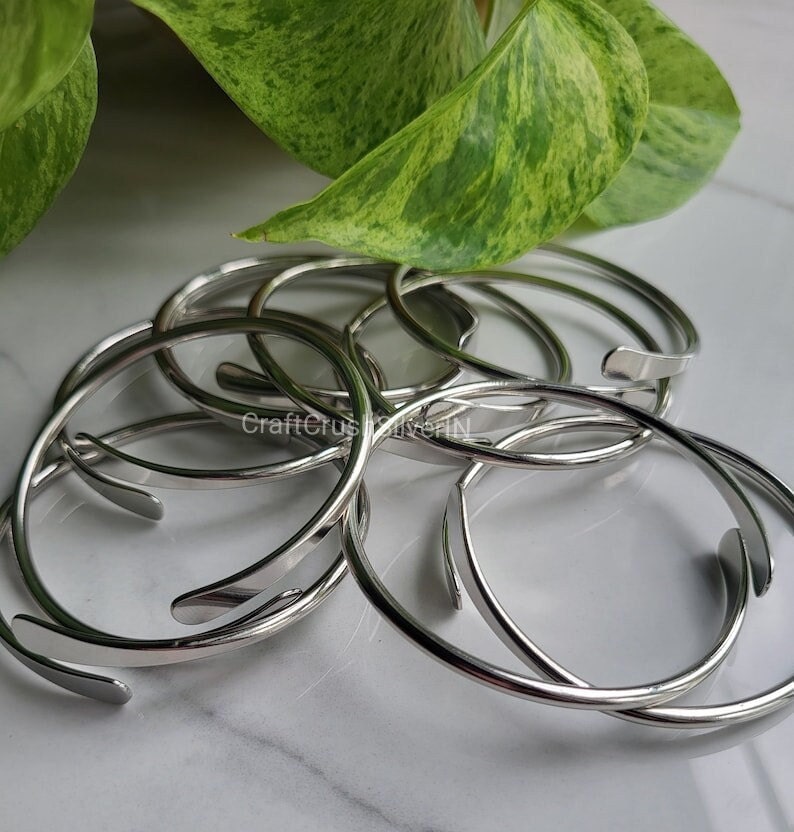 Thick West Indian Bangles, Set Of 7 Bangles, Sterling Silver Bangles, Bangles, West Indian Silver Bangles, Silver Boho bangles for women image 9