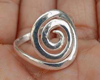 925 Sterling Silver Spiral Ring: Chunky Swirl Boho Ring