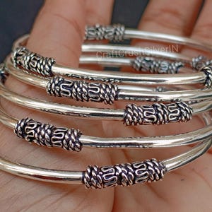 Handmade Sterling Silver Bangle Set: Designer Stacking Bracelets