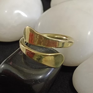 Golden Brass Wrap Ring: Minimalist Unisex Band