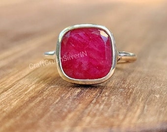 Raw Ruby Ring, 925 Silver Ring, Healing Gemstone Ring, Women Ring, Boho Ring, Rough Gemstone Ring, July Birthstone Gift Ring, Gift For Her