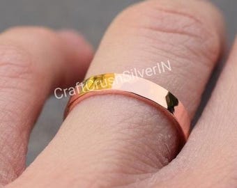 Handmade Pure Copper Ring: Hammered Boho Band
