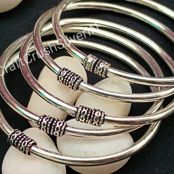 Set of 5 Bangles, 925 Sterling Silver Stacking Bangles For Women, Semanario, Stacking Bracelets, 5 Day Bangles, Women Gift Bangles.