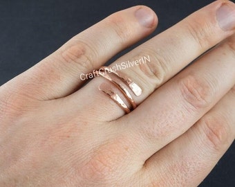 Handgemaakte puur koperen ring: gehamerd bandje, artritissieraden