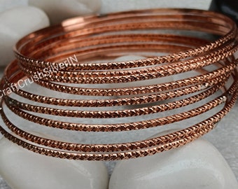 Pure Copper Bangle Set Of Solid Copper Bangle /set of 7 PCs. Handmade Bangle/ pure copper Jewelry/ Bangles For Women/ free shipping