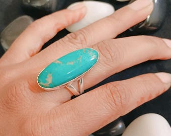 スターリングシルバーのターコイズバタフライリング：ボヘミアン