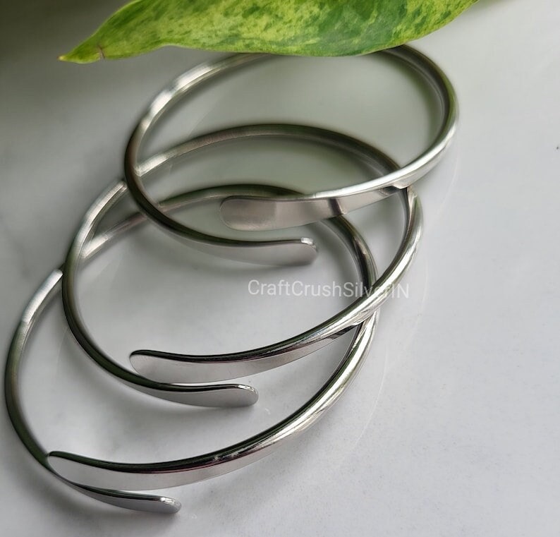 Thick West Indian Bangles, Set Of 7 Bangles, Sterling Silver Bangles, Bangles, West Indian Silver Bangles, Silver Boho bangles for women image 7