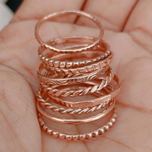 Handmade Pure Copper Stacking Rings Set - Women's Jewelry